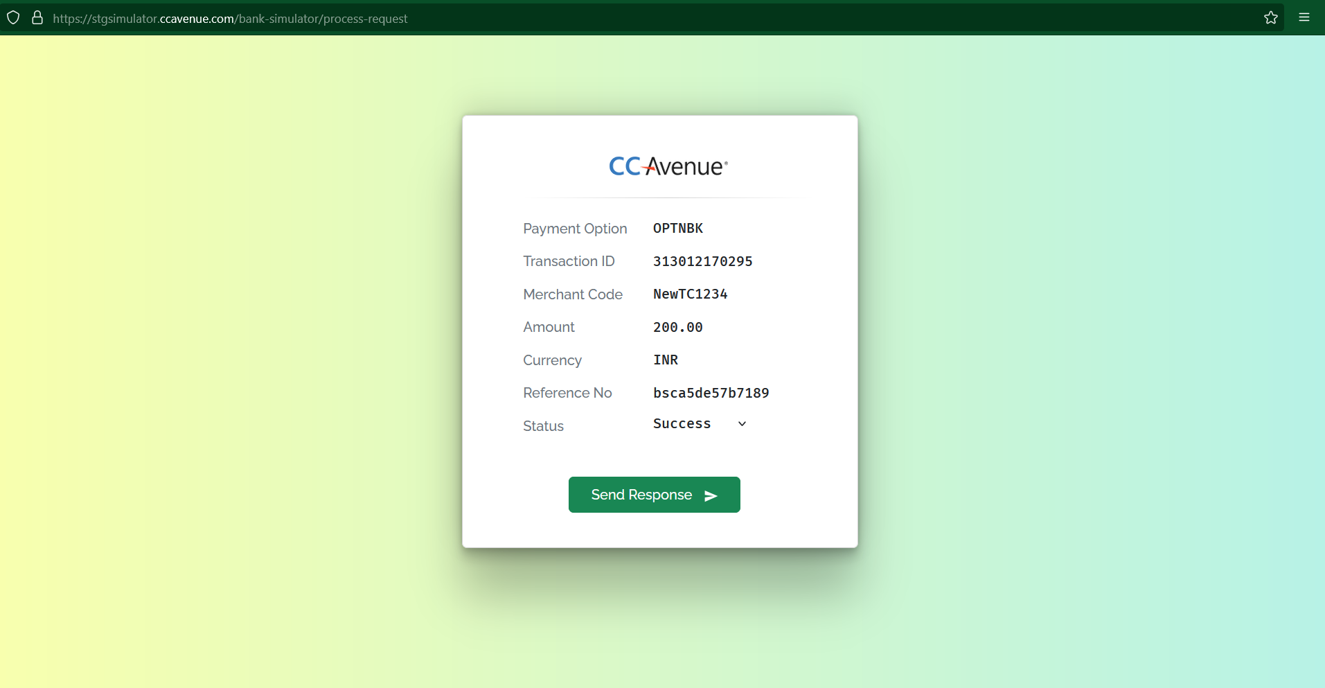 Payment Response Example